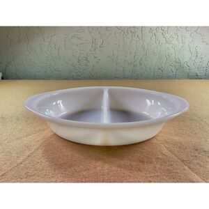 Vintage Glasbake Oval Divided Dish White Milk Glass J-239 Made in USA